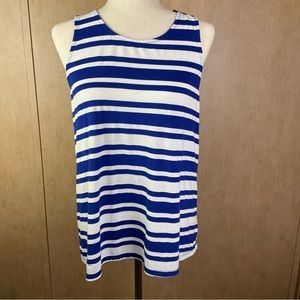 Skies Are Blue Royal Blue & White Striped Tank Top Size Medium